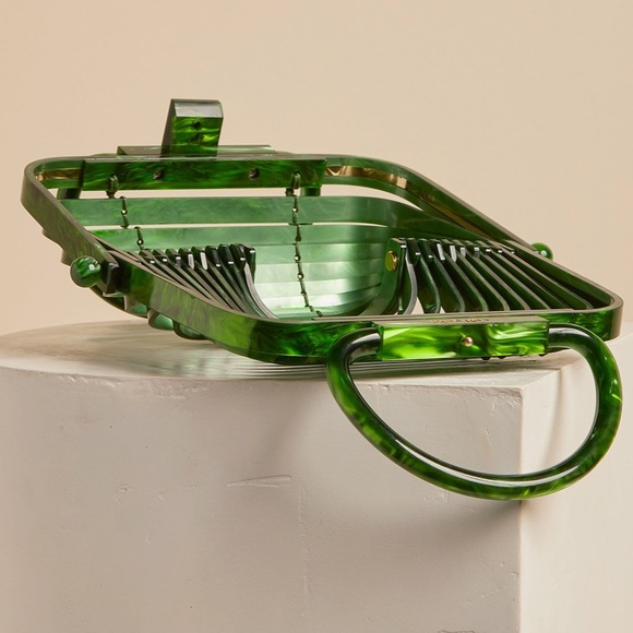 Cult Gaia Acrylic Lilleth Handbag Malachite Green - Picture 4 of 6